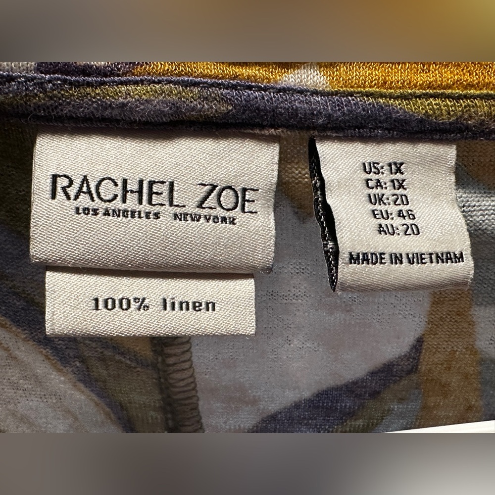 Rachel Zoe Tropical Linen Tunic Top 3/4 Sleeve Women’s 1X - Picture 4 of 4